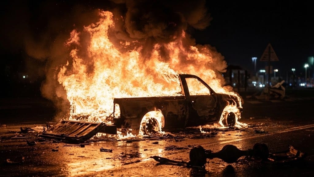 Localizan dos camionetas incendiadas y presunta toma clandestina, en Atitalaquia