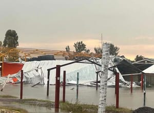 Tormenta daña techados de la Central de Abastos de Actopan imagen destacada