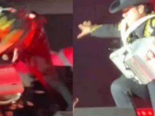Alfredo Olivas se cae al correr como Naruto durante concierto